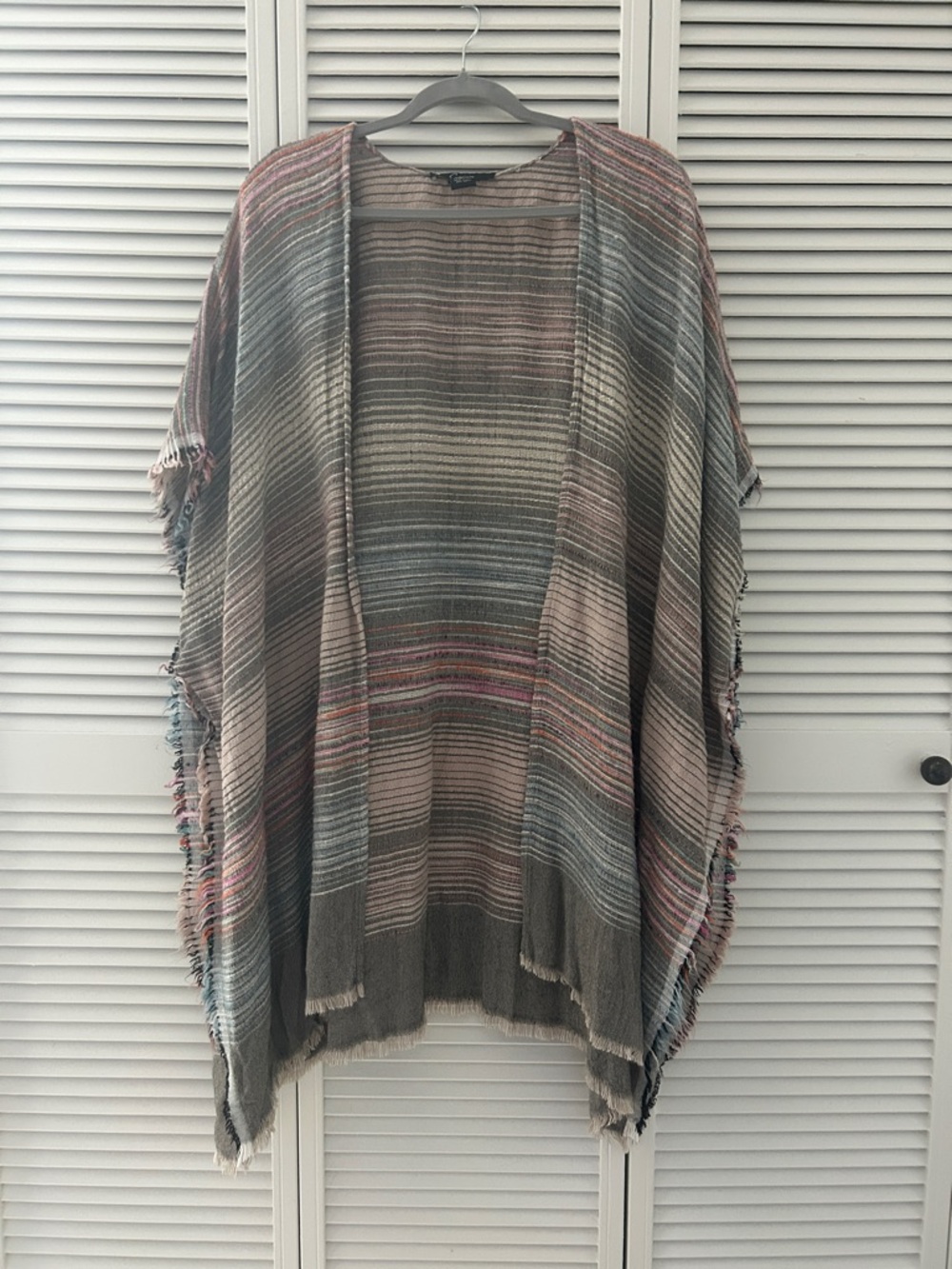 Striped Open Front Kimono Cardigan - Multi Neutral Stripes